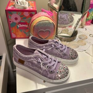 Kids Purple Glitter Sneakers